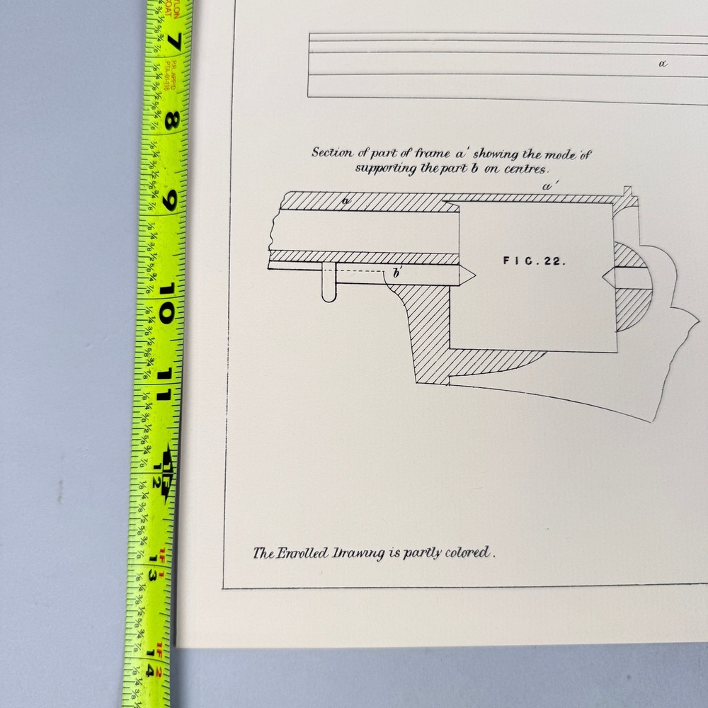Antique 1854 Adams Revolver Patent Specification Lithograph on Laid Paper 14x21 - Picture 7 of 12